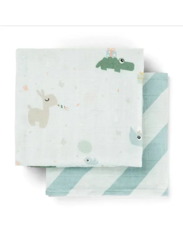 Harsoliina vauvalle 2-pack 70x70 - Celebration Blue – Done By Deer